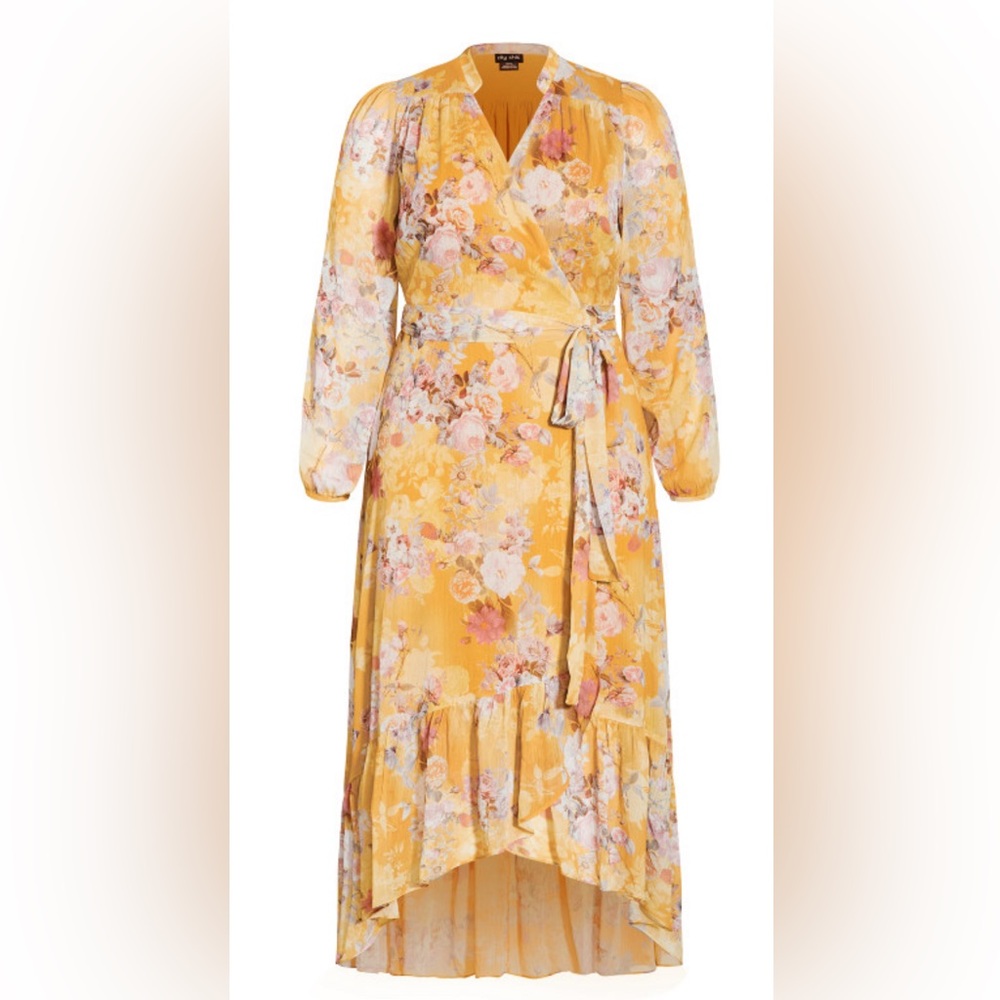 Yellow gold maxi wrap dress